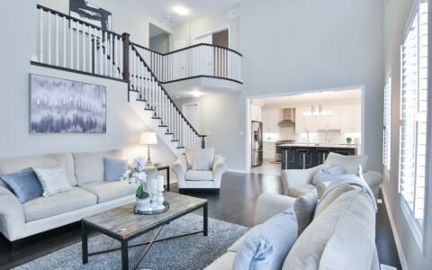 white fabric sofa set